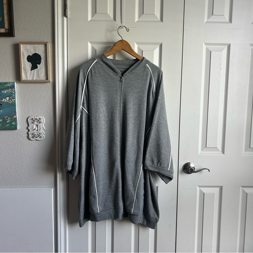Jason Evans grey short sleeve zipper front shirt men's 4x